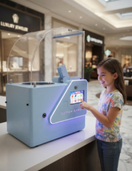 Choose candy flavour and shape on touch screen